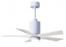 Matthews Fan Company PA5-WH-MWH-42 - Patricia-5 five-blade ceiling fan in Gloss White finish with 42” solid matte white wood blades a