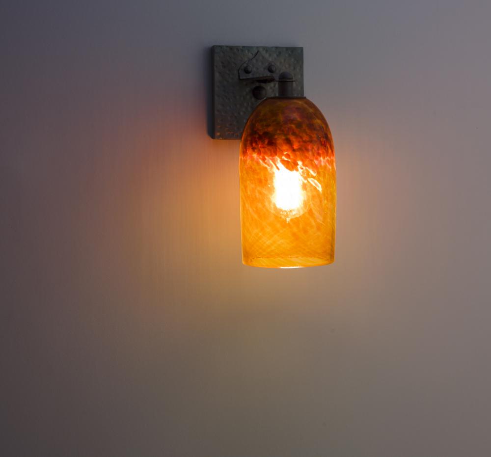 Rose - Sconce - Craftsman-Clear Amber Glass