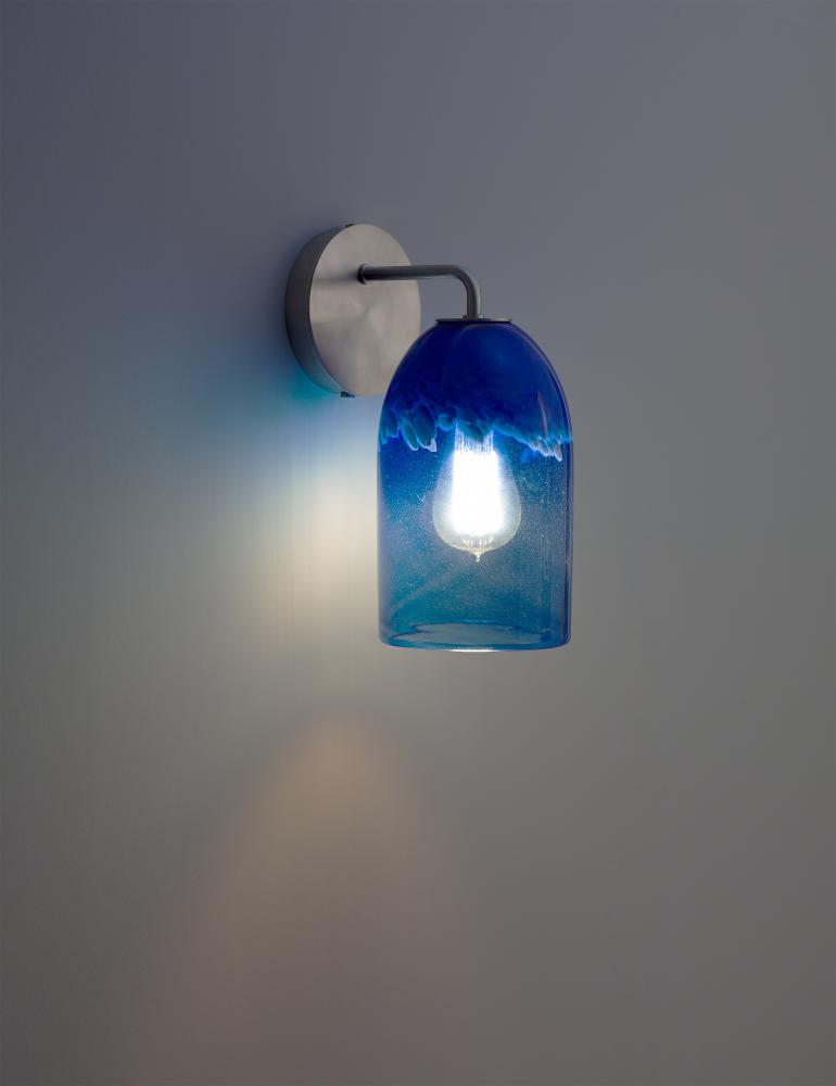 Rose - Sconce - Modern- SS-Clear Blue Glass