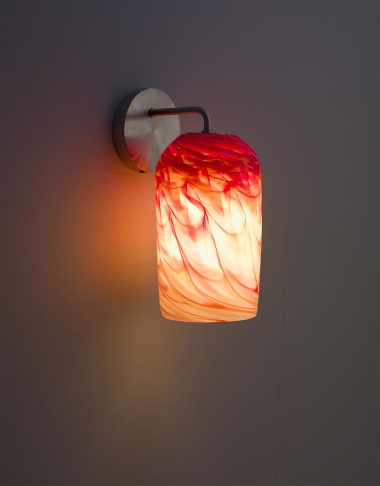 Rose - Sconce - Modern- SS-Red Hot Glass