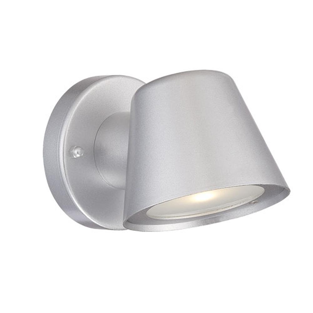 LED Wall Sconces Collection  Wall-Mount 1-Light Outdoor Brushed Silver Light Fixture