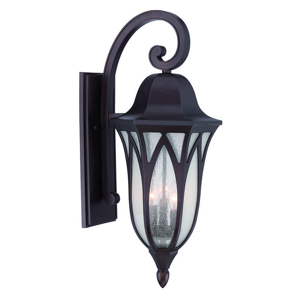 Milano Collection Wall Lantern 3-Light Outdoor Architectural Bronze Light Fixture