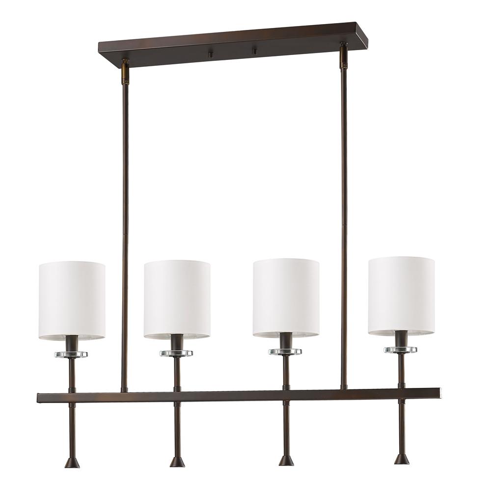 Kara Indoor 4-Light Pendant W/Shades & Crystal Bobeches In Oil Rubbed Bronze