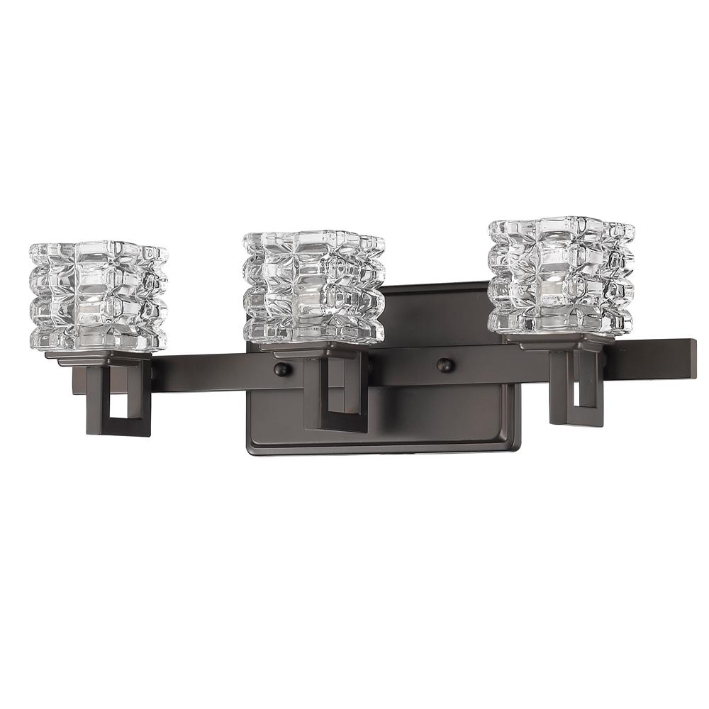 Coralie Indoor 3-Light Bath W/Crystal Glass Shades In Oil Rubbed Bronze