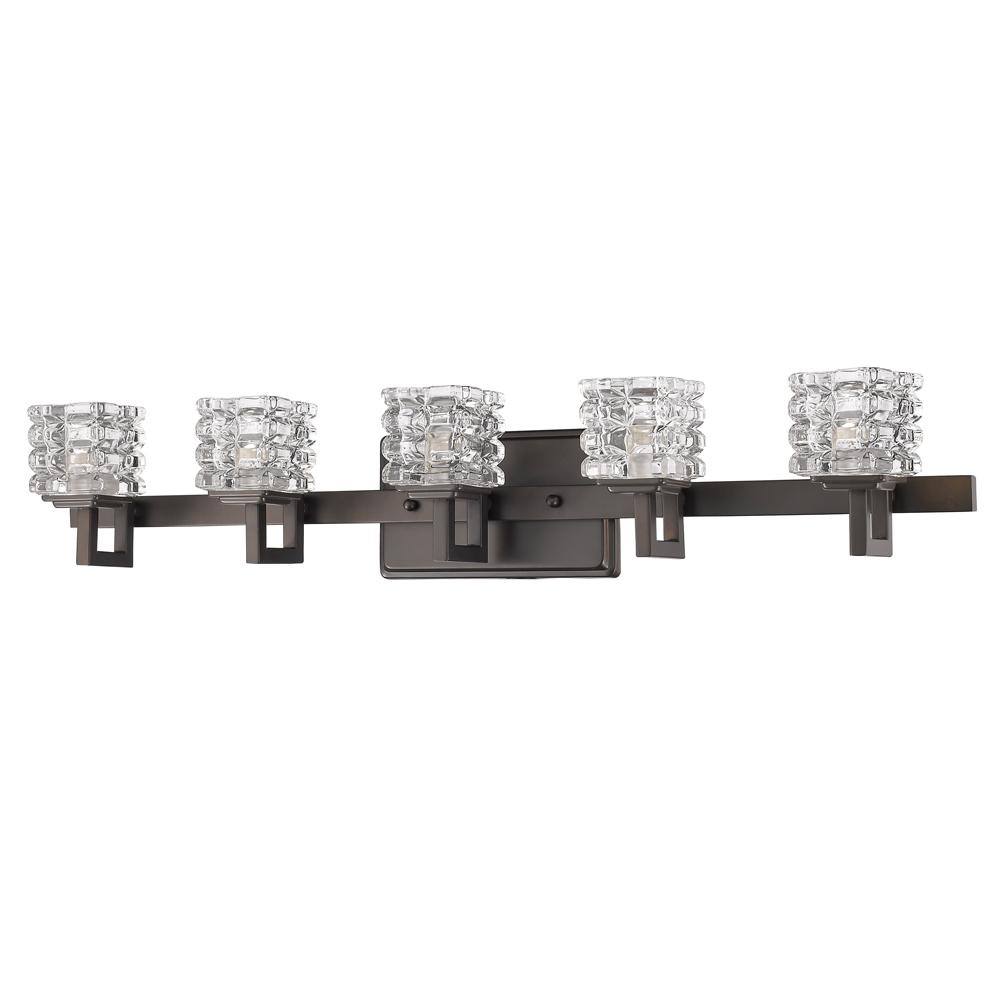 Coralie Indoor 5-Light Bath W/Crystal Glass Shades In Oil Rubbed Bronze