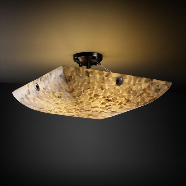 18" LED Semi-Flush Bowl w/ PAIR SQUARE W/ POINTS FINIALS