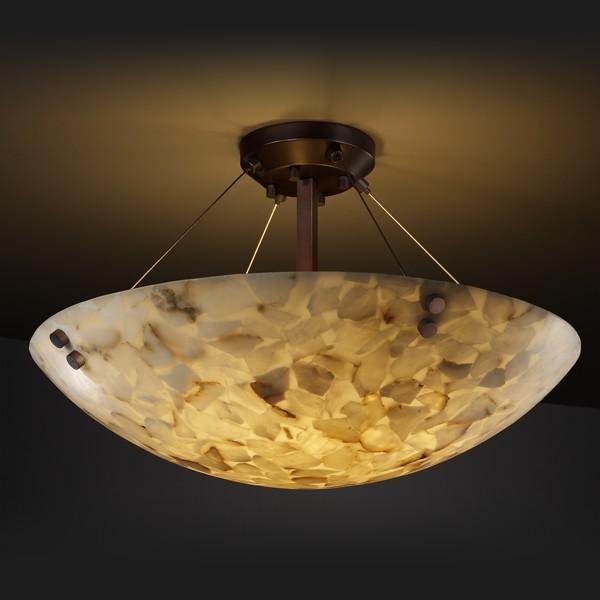 36" LED Semi-Flush Bowl w/ PAIR CYLINDRICAL FINIALS