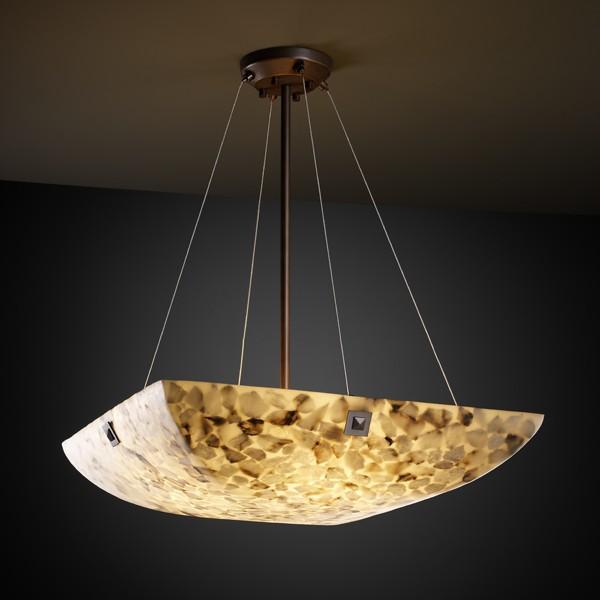 36" LED Pendant Bowl w/ PAIR SQUARE FINIALS