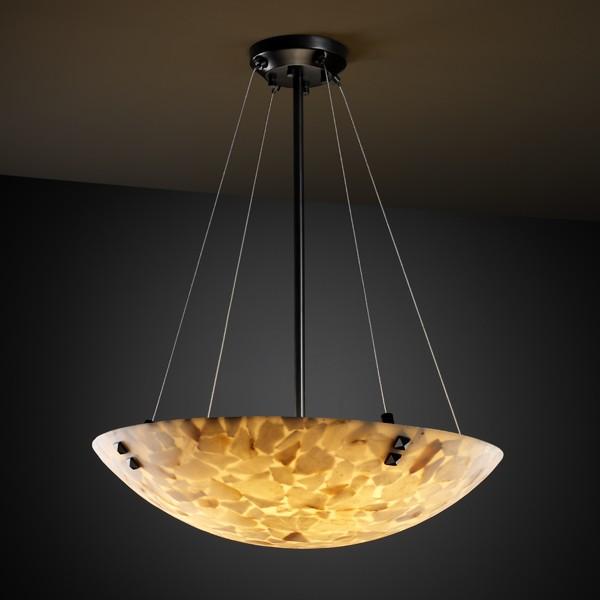 36" Pendant Bowl w/ CONCENTRIC SQUARES FINIALS