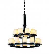 Justice Design Group FSN-8767-10-MROR-MBLK - Dakota 21-Light 2-Tier Ring Chandelier