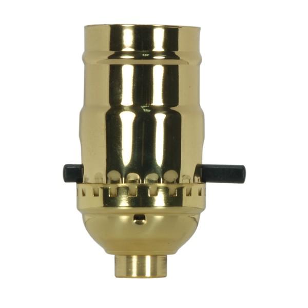 On-Off Push Thru Socket; 1/8 IPS; 3 Piece Stamped Solid Brass; Polished Brass Finish; 660W; 250V