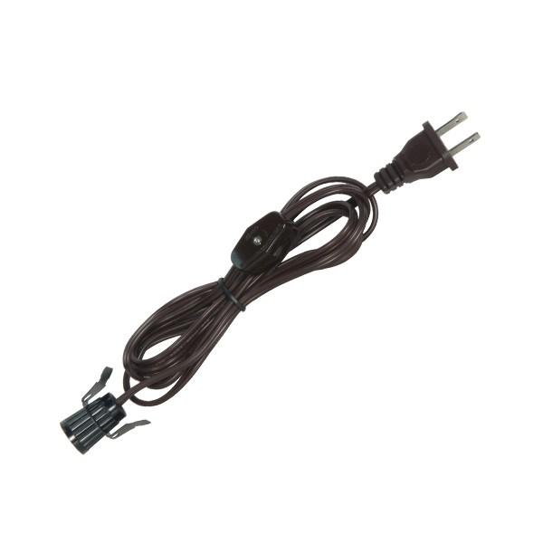 6 Foot #18 SPT-2 Brown Cord, Switch, And Plug (Switch 17" From Socket)