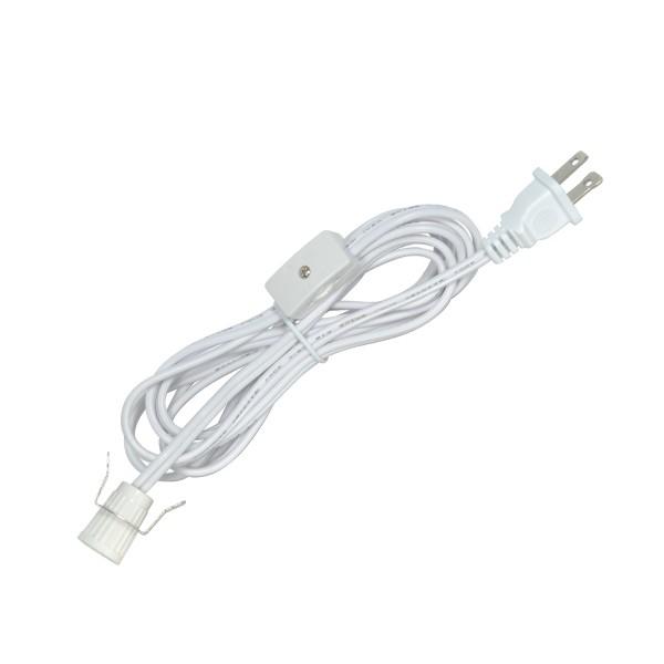 6 Foot #18 SPT-2 White Cord, Switch, And Plug (Switch 17" From Socket)