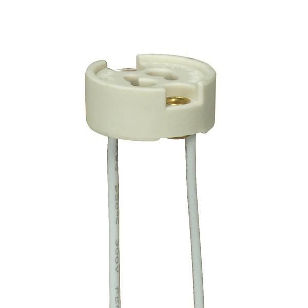 GU7 Porcelain Halogen Socket; 6" 18 GA 250C Teflon Wire; 3/8" Height; 7/8" Diameter;
