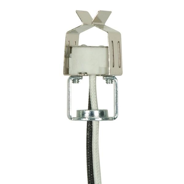 Round Halogen Socket; with spring clip; with 1/8 IP hickey