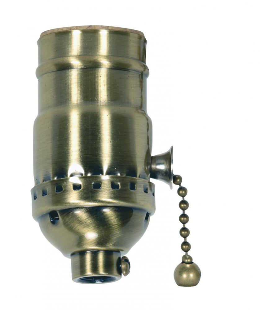 On-Off Pull Chain Socket; 1/8 IPS; 3 Piece Stamped Solid Brass; Antique Brass Finish; 660W; 250V