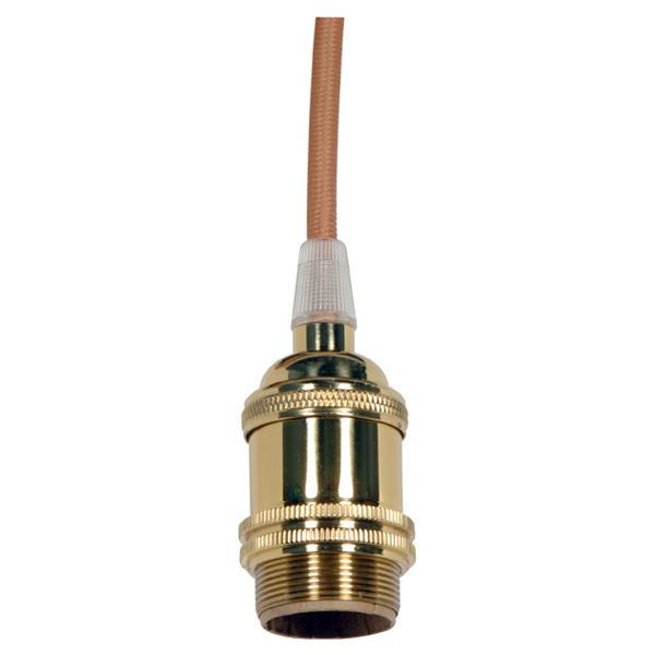 Keyless Lampholder; 4 Piece Stamped Solid Brass; Prewired; 2 Uno Rings; 2 Bushings; Gold Wire;