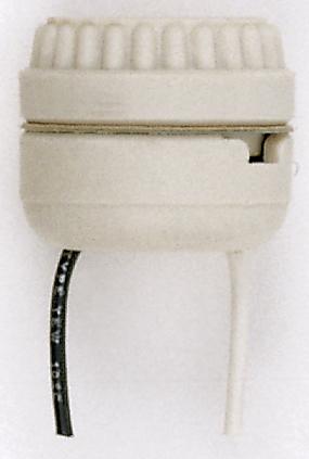 Two Piece Medium Base; Porcelain Sign Receptacle; 8" AWM B/W Leads 105C; 1-1/2" Height;