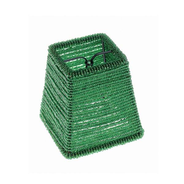 Clip On 3 Inch Shade; Beaded; Green; Square Shape