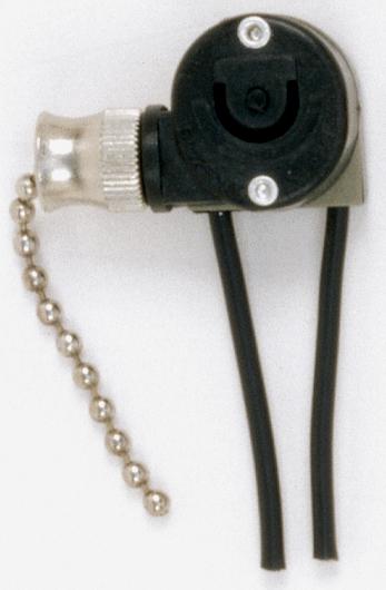 On-Off Canopy Switch; Single Circuit With Metal Chain; White Cord And Bell; 6A-125V, 3A-250V Rating;