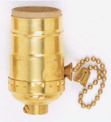 On-Off Pull Chain Socket; 1/8 IPS; 3 Piece Stamped Solid Brass; Polished Nickel Finish; 660W; 250V;