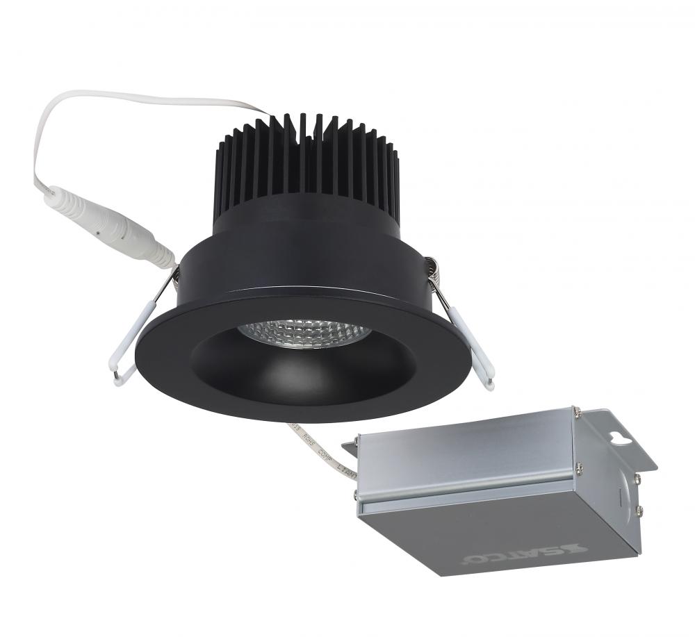 12 watt LED Direct Wire Downlight; 3.5 inch; 3000K; 120 volt; Dimmable; Round; Remote Driver; Black