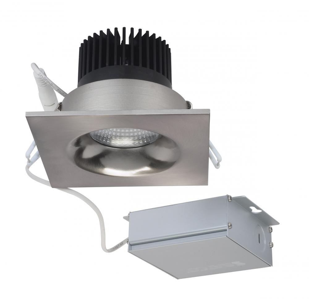 12 watt LED Direct Wire Downlight; 3.5 inch; 3000K; 120 volt; Dimmable; Square; Remote Driver;