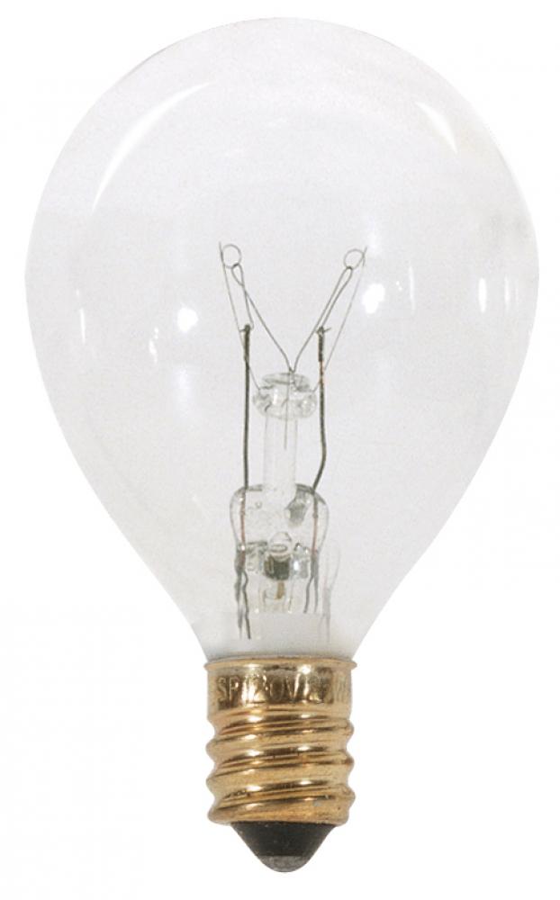 10 Watt G12 1/2 Pear Incandescent; Clear; 1500 Average rated hours; 60 Lumens; Candelabra base; 120