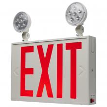Satco Products Inc. 67/123 - Combination Red Exit Sign/Emergency Light, 90min Ni-Cad backup, 120-277V, Dual Head, Single/Dual