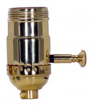 Satco Products Inc. 80/1030 - On-Off Turn Knob Socket With Removable Knob; 1/8 IPS; 3 Piece Stamped Solid Brass; Polished Brass