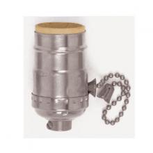 Satco Products Inc. 90/1668 - On-Off Pull Chain Socket; 1/8 IPS; 3 Piece Stamped Solid Brass; Polished Nickel Finish; 660W; 250V;