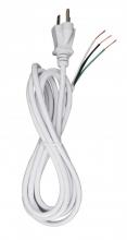 Satco Products Inc. 90/2414 - 8 Foot 18/3 SVT 105C Heavy Duty Cord Set; White Finish; 100 Carton; 3 Prong Molded Plug; Stripped