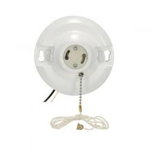 Satco Products Inc. 90/2470 - White Phenolic GU24 On-Off Pull Chain Ceiling Receptacle; 6" AWM B/W Leads 105C; 4-1/2"