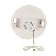 Satco Products Inc. 90/2581 - 4 Terminal White Phenolic GU24 On-Off Pull Chain Ceiling Receptacle; Screw Terminals; 4-3/8"