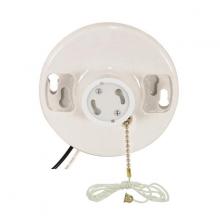 Satco Products Inc. 90/2582 - Pull Chain White Porcelain GU24 On-Off Pull Chain Ceiling Receptacle; 6" AWM B/W Lead;