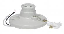 Satco Products Inc. 90/2639 - Glazed Porcelain On-Off Pull Chain Ceiling Receptacle; 7" AWM B/W Leads 105C; Screw Terminals;