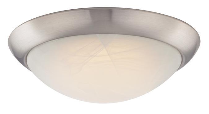 11 in. 15W LED Flush Brushed Nickel Finish White Alabaster Glass