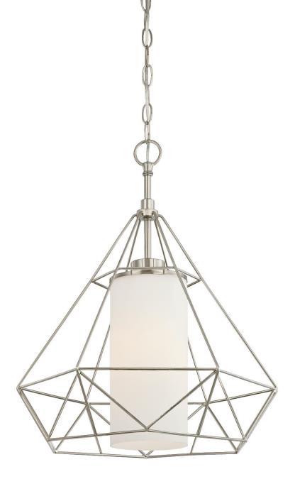 Pendant Brushed Nickel Finish Frosted Opal Glass