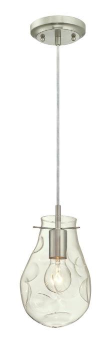 Mini Pendant Brushed Nickel Finish Clear Indented Glass