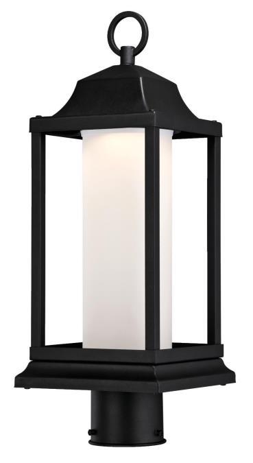 LED Post-Top Fixture Textured Black Finish Frosted Glass