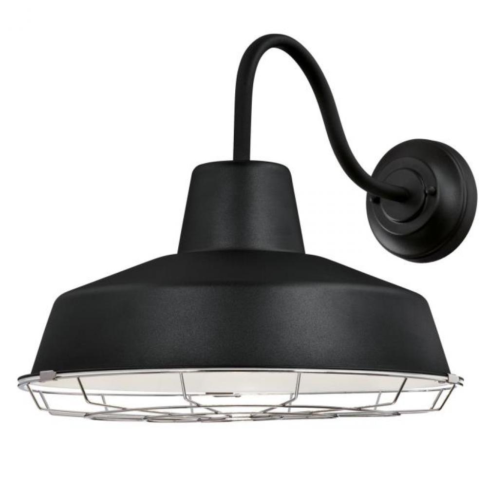 Dimmable LED Wall Fixture Textured Black Finish Removable Nickel Luster Cage