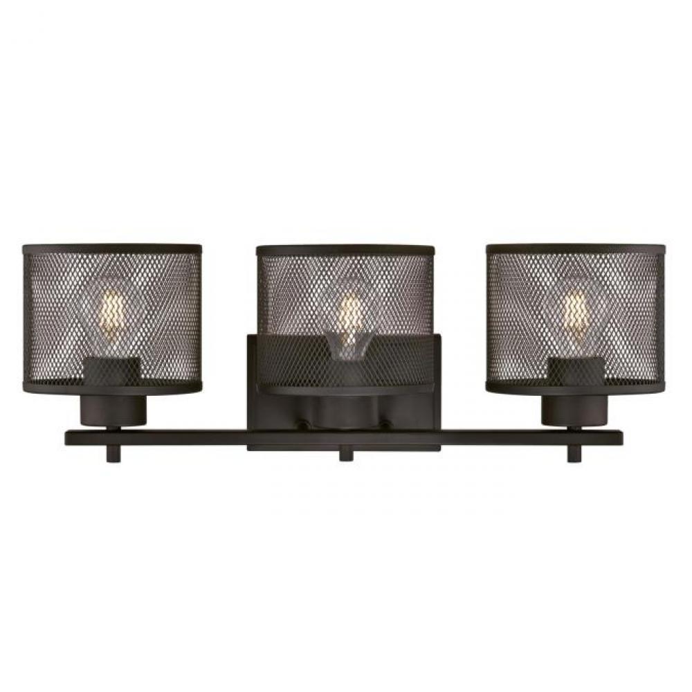 3 Light Wall Fixture Oil Rubbed Bronze Finish Mesh Shades