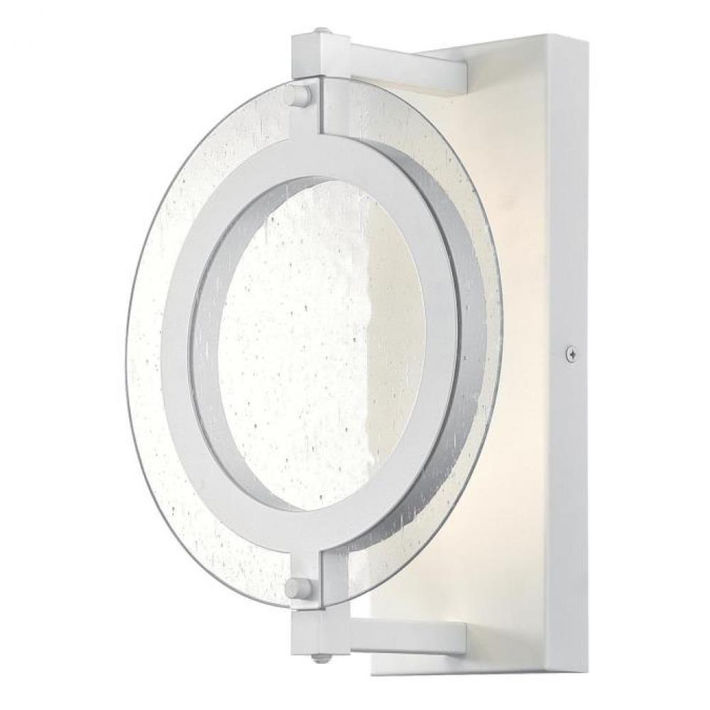 Dimmable LED Wall Fixture Matte White Finish Clear Seeded Glass