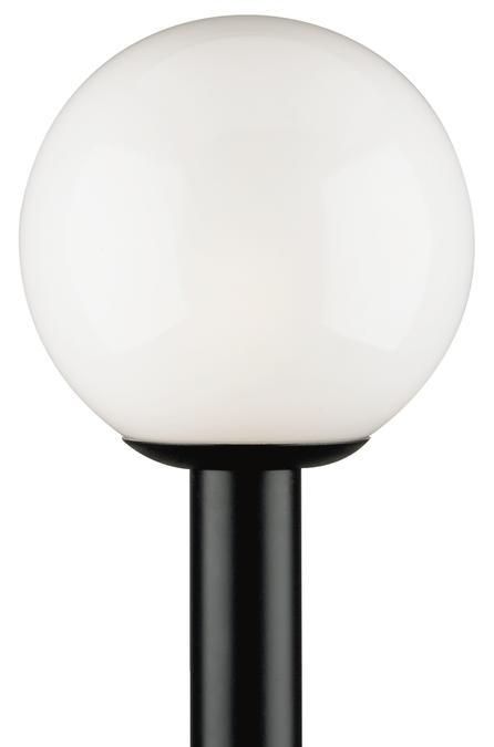 Polycarbonate Post-Top Fixture Black Finish White Acrylic Globe