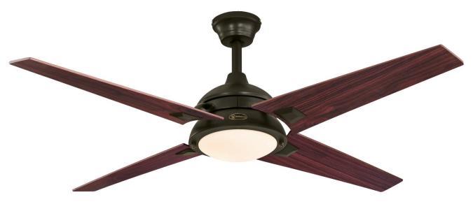 52 in. Oil Rubbed Bronze Finish Reversible Blades (Mahogany/Cherry) Opal Frosted Glass
