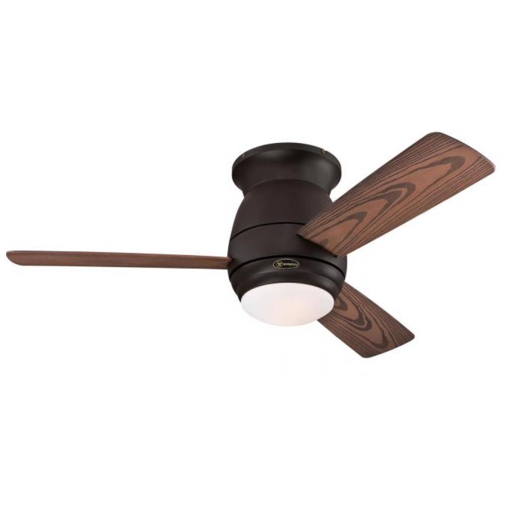 44 in. Oil Rubbed Bronze Finish Reversible ABS Blades (Dark Cherry/Mahogany) Frosted Opal Glass