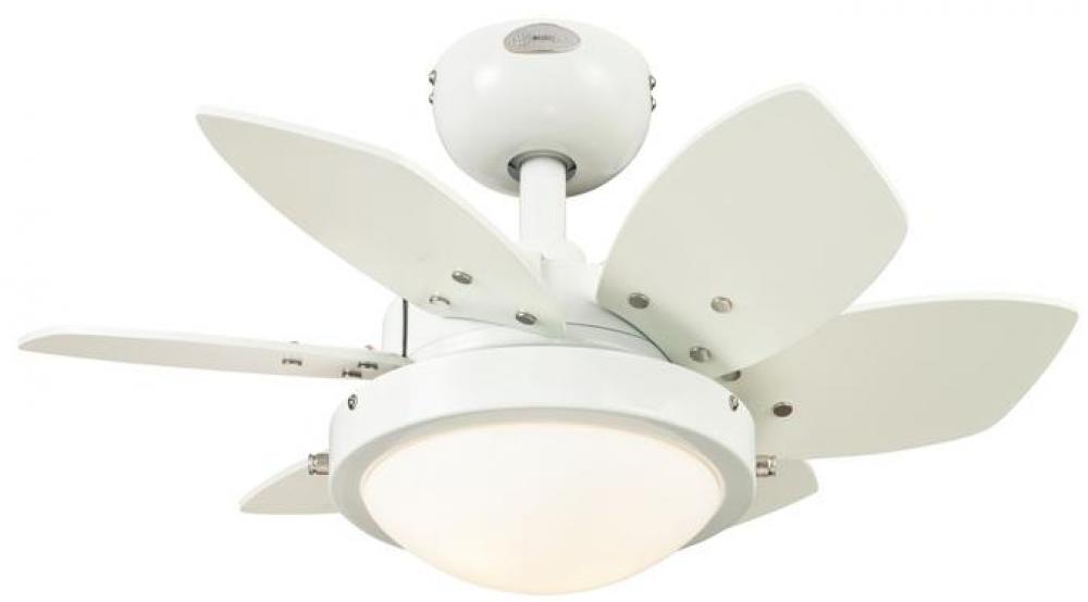 24 in. White Finish Reversible Blades (White/Beech) Opal Frosted Glass