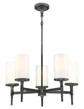 Westinghouse 6324700 - 5 Light Chandelier Distressed Aluminum Finish White Opal Glass