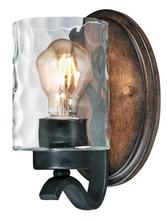 Westinghouse 6331600 - 1 Light Wall Fixture Textured Iron and Barnwood Finish Clear Hammered Glass