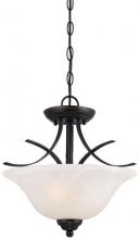 Westinghouse 6340300 - 2 Light Pendant/Semi-Flush Amber Bronze Finish with Highlights White Alabaster Glass